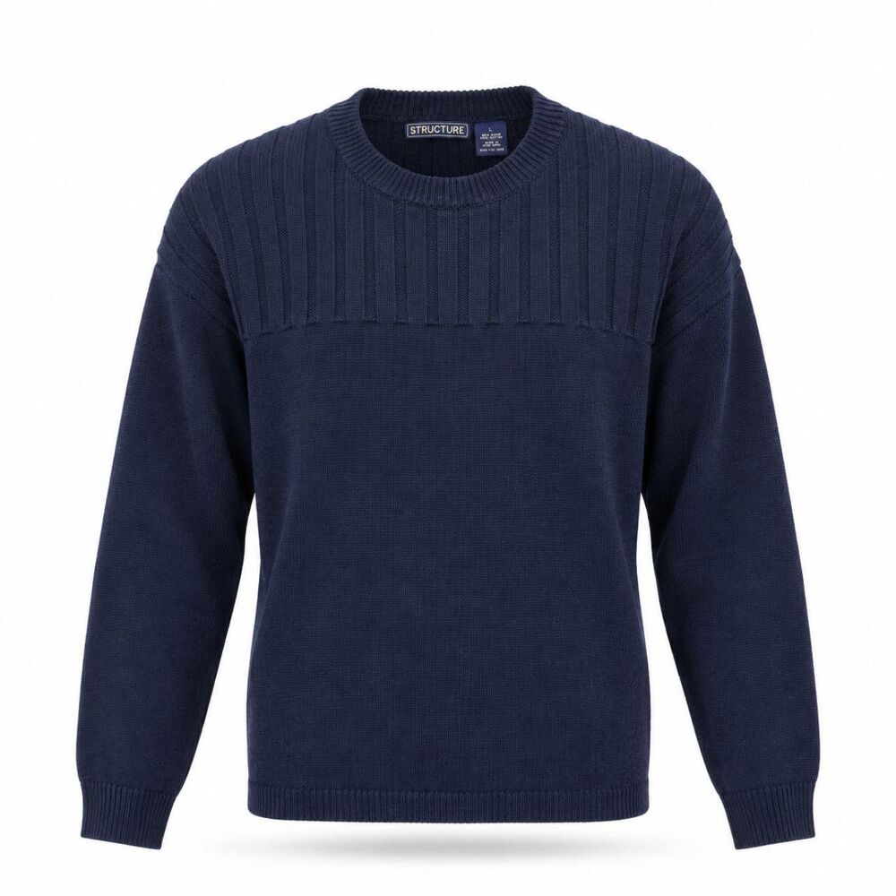 Structure Men's Navy and Blue Jumper
